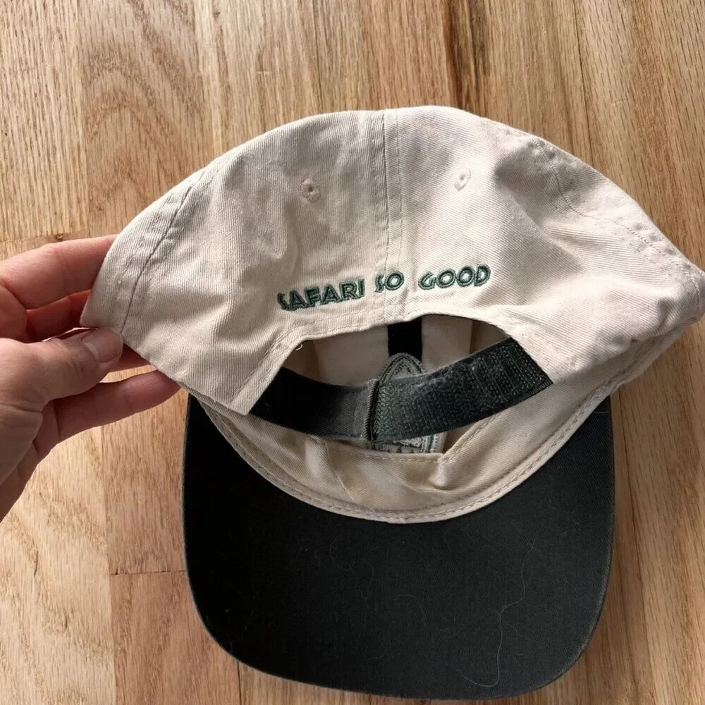 cotton safari baseball cap beige green hat one size adjustable‎ strap vacation